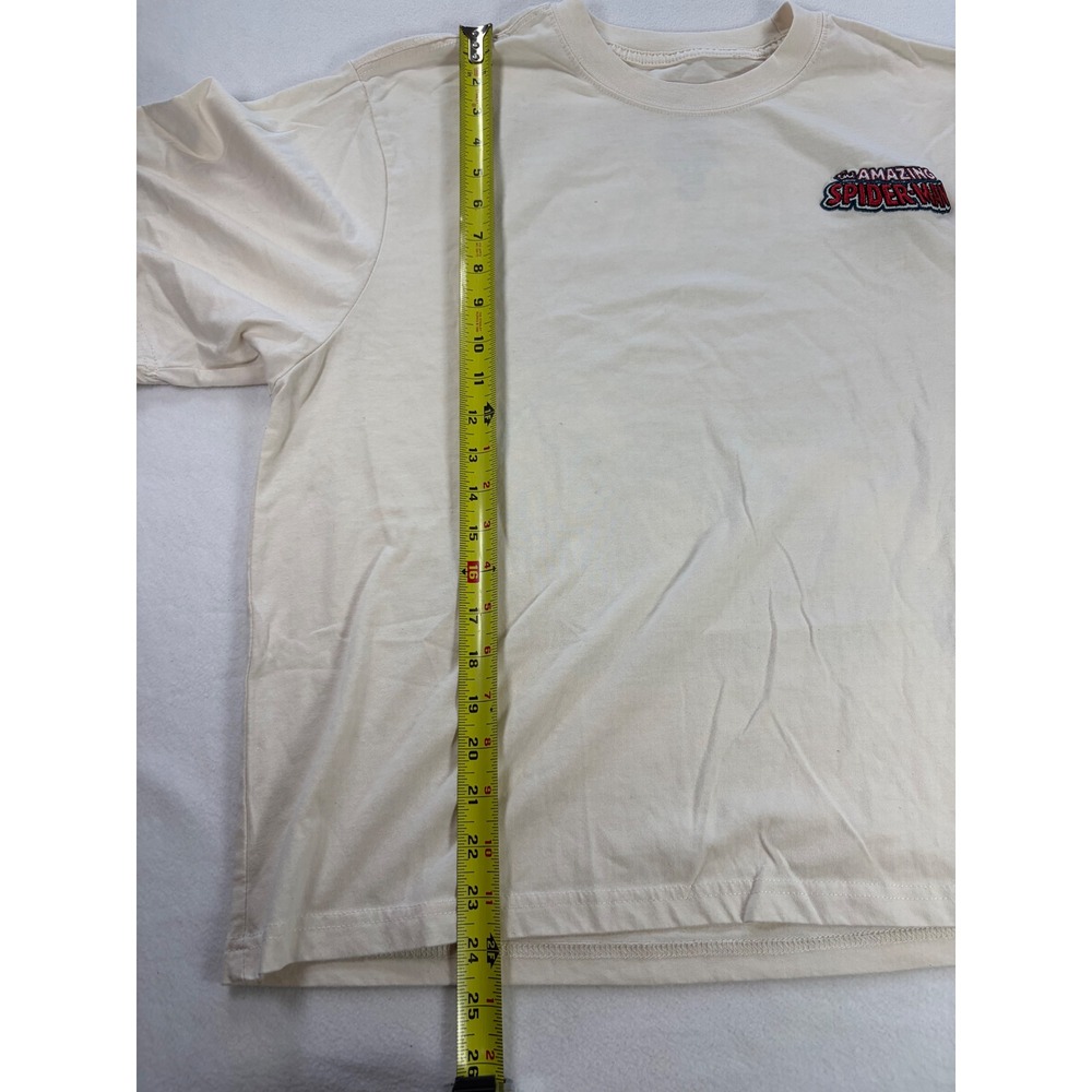 Marvel The Amazing Spider-Man Graphic T-Shirt Cream Mens Large Embroidered Logo - Picture 6 of 6